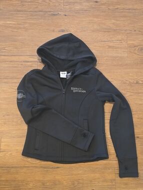 Harley-Davidson Womens Black Hooded Zip Hooded Shell Jacket ~ M